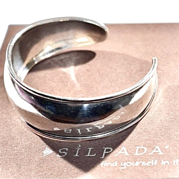 Silpada Vintage RARE Sleek Classic Sterling SIlver Cuff Bracelet, Rolled Edges - Picture 9 of 10